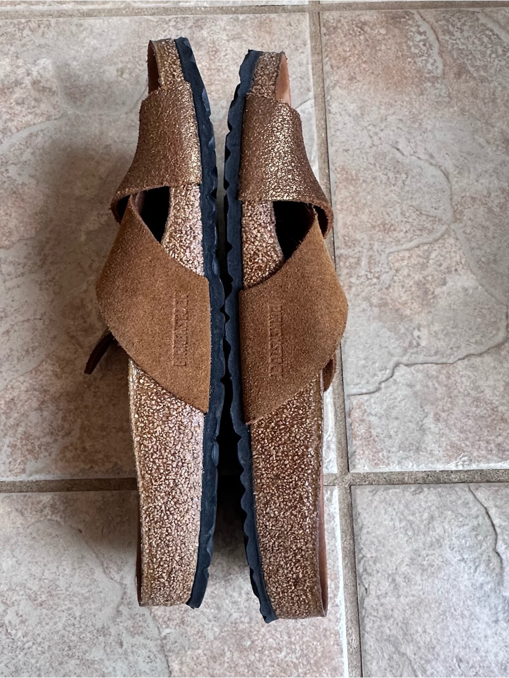 Birkenstock Siena metallic Allover Mink Suede Sandals Narrow - Picture 8 of 9